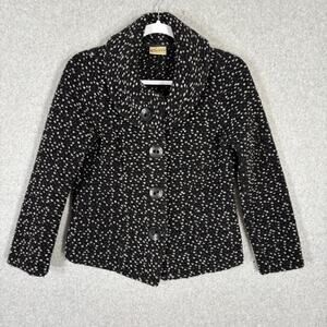 Polka Dot Wool Jacket Coat Small Fuzzy Feminine Romantic Whimsical Tailored Twee